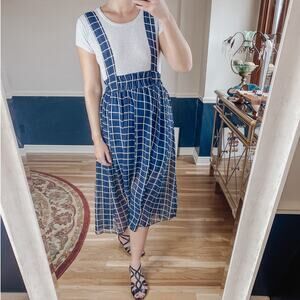 Blue windowpane jumper dress